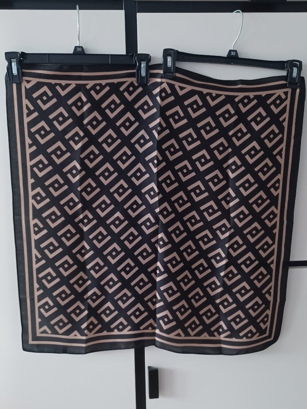 silk brown printed square scarf 25.5"X25.5"